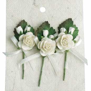 Papierblumen, Rosenbouquets mit Schleife weiß