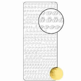 Sticker Kleinbuchstaben und Zahlen gold