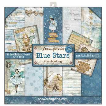 Stamperia Paper Pad Blue Stars 12x12"