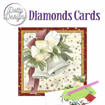 Diamond Cards Christmas Bells with White Flowers