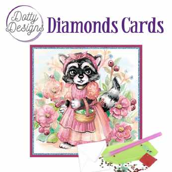 Diamond Cards Raccoon in dress
